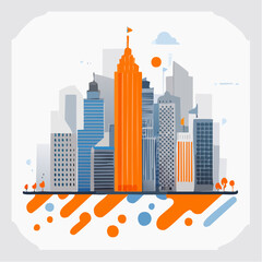 Urban skyline illustration modern buildings and cityscape design