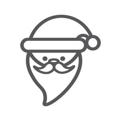 A simple cartoonish outline of Santa Clauss face with a hat and beard