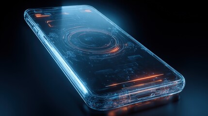 Futuristic Smartphone Concept with Holographic Display and Advanced Technology Interface, Modern Design