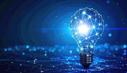 Digital Network Lightbulb Innovation Concept Glowing Idea.
