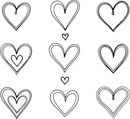 Hand drawn heart icons love romance valentine s day graphics