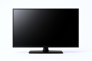 Fototapeta premium Sleek Black Television on a White Background, Ideal for Mockups and Product Display