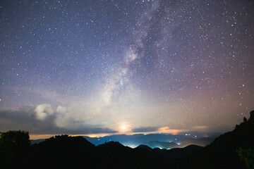 Unpolluted night sky. The Milky Way stretches from horizon to horizon.