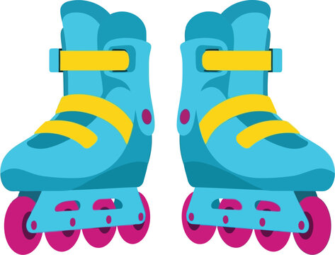 Blue roller skates with pink wheels