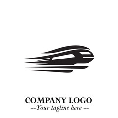 Train Moving Fast Logo Symbol in Black on the White Background with Modern Transport Design