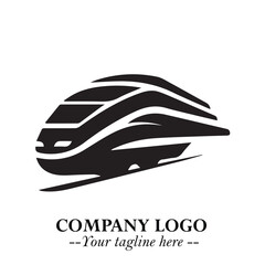 Train Moving Fast Logo Symbol in Black on the White Background with Modern Transport Design