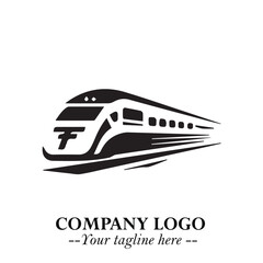 Train Moving Fast Logo Symbol in Black on the White Background with Modern Transport Design