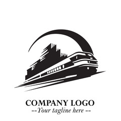 Train Moving Fast Logo Symbol in Black on the White Background with Modern Transport Design