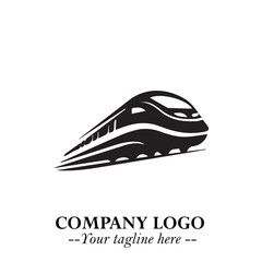 Train Moving Fast Logo Symbol in Black on the White Background with Modern Transport Design