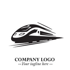 Train Moving Fast Logo Symbol in Black on the White Background with Modern Transport Design