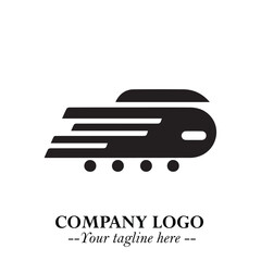 Train Moving Fast Logo Symbol in Black on the White Background with Modern Transport Design
