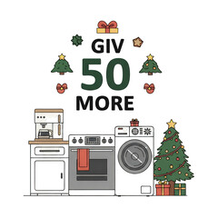 Give 50 more gifts this christmas with new appliances on transparent background