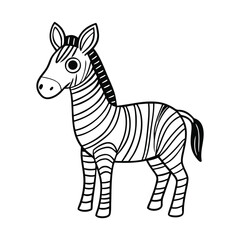 A majestic zebra illustrated in intricate zentangle style, filled with elegant patterns and swirls, perfect for relaxing and creative coloring enjoyment.
