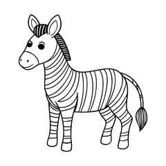 A majestic zebra illustrated in intricate zentangle style, filled with elegant patterns and swirls, perfect for relaxing and creative coloring enjoyment.
