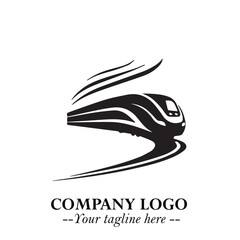 Train Moving Fast Logo Symbol in Black on the White Background with Modern Transport Design