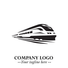 Train Moving Fast Logo Symbol in Black on the White Background with Modern Transport Design