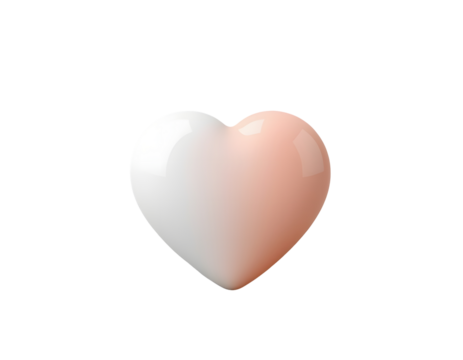 A smooth polished white heart shaped gemstone isolated on transparent background - Powered by Adobe