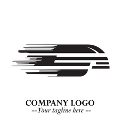 Train Moving Fast Logo Symbol in Black on the White Background with Modern Transport Design