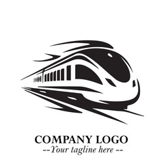 Train Moving Fast Logo Symbol in Black on the White Background with Modern Transport Design