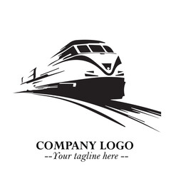 Train Moving Fast Logo Symbol in Black on the White Background with Modern Transport Design