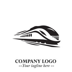 Train Moving Fast Logo Symbol in Black on the White Background with Modern Transport Design