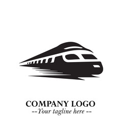 Train Moving Fast Logo Symbol in Black on the White Background with Modern Transport Design