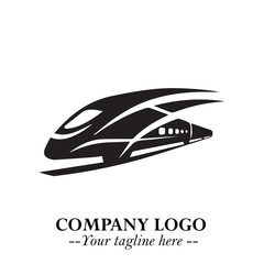 Train Moving Fast Logo Symbol in Black on the White Background with Modern Transport Design