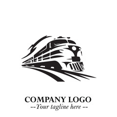 Train Moving Fast Logo Symbol in Black on the White Background with Modern Transport Design