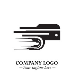 Train Moving Fast Logo Symbol in Black on the White Background with Modern Transport Design