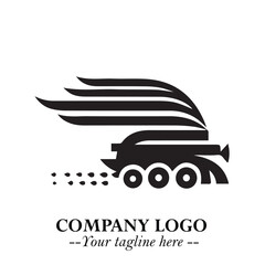 Train Moving Fast Logo Symbol in Black on the White Background with Modern Transport Design