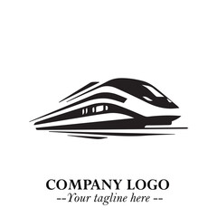 Train Moving Fast Logo Symbol in Black on the White Background with Modern Transport Design