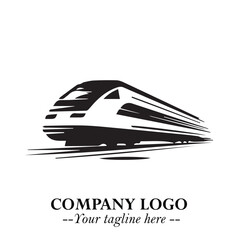 Train Moving Fast Logo Symbol in Black on the White Background with Modern Transport Design