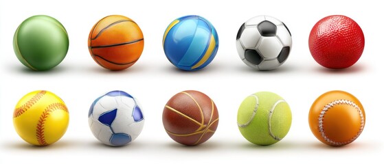 Brightly Lit Grid of Diverse Sports Balls: Soccer, Basketball, Tennis, Volleyball, Softball