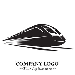 Train Moving Fast Logo Symbol in Black on the White Background with Modern Transport Design