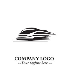 Train Moving Fast Logo Symbol in Black on the White Background with Modern Transport Design