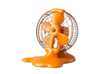 Melting orange fan with liquid base isolated on transparent background