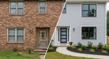 Outdated brick versus sleek vinyl siding: home transformation