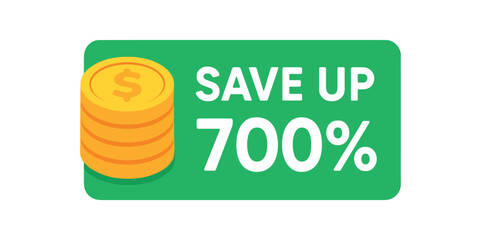 save up banner flat vector illustration isolated