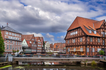 Former Ilmenau harbor in Luneburg, Germany