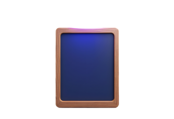 Rustic wooden framed empty blue chalkboard isolated on transparent background