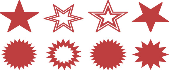 Obraz premium Red star shapes and starbursts on white background vector