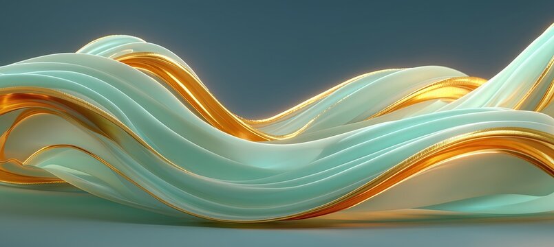 arte abstracto, ondas como en movimiento horizontal a lo ancho de la imagen como una marea en tonos aguamarina turquesas a color &aacute;mbar  miel cintas glaseadas, fondo de pantalla