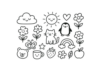 Obraz premium handdrawn cute doodle style illustration vector line illustration