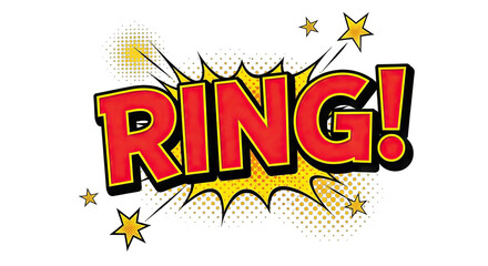 Comic Book Style Ring Sound Effect Word Art.