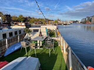Long Houseboat in Amsterdam