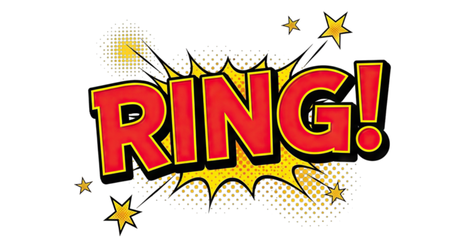 Comic Book Style Ring Sound Effect Word Art. - Powered by Adobe