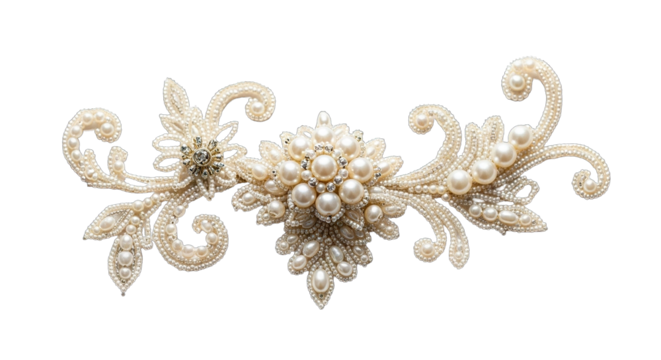 Elegant Pearl Embellishment: A Delicate Floral Design.