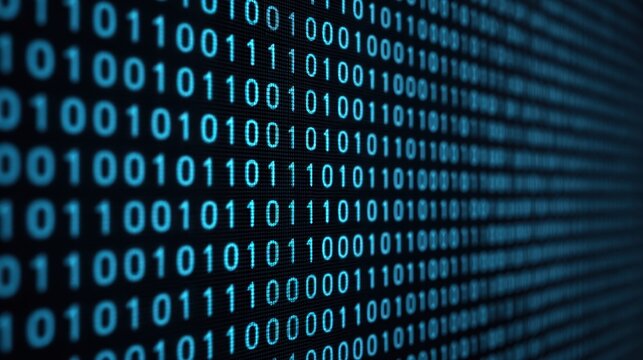 Intricate Blue Binary Code Pattern Displayed on Computer Monitor in Topaz Standard v2 Format with Clear Visualization of Numeric Data