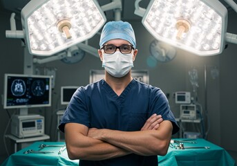 Focused Surgeon in Operating Room