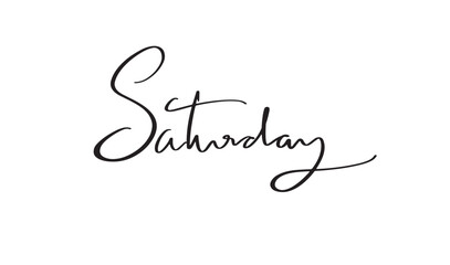 Saturday text font calligraphy hand written lettering script black color object icon saturday weekend word message happy holiday saturday sale poarty event saturday promotion marketing saturday funny